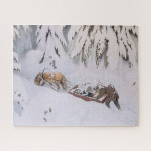 Weihnachtsreise durch den Schnee (von Kittelsen) Puzzle (Horizontal)