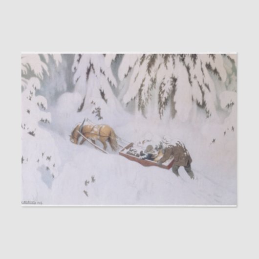 Weihnachtsreise durch den Schnee (von Kittelsen) Seidenpapier (Vorderseite)