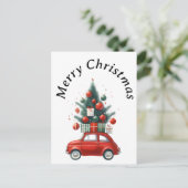 Weihnachtsreise mit Geschenken Feiertagspostkarte (Stehend Vorderseite)