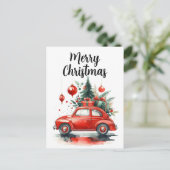 Weihnachtsreise mit Geschenken Feiertagspostkarte (Stehend Vorderseite)