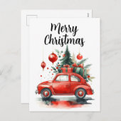 Weihnachtsreise mit Geschenken Feiertagspostkarte (Vorne/Hinten)