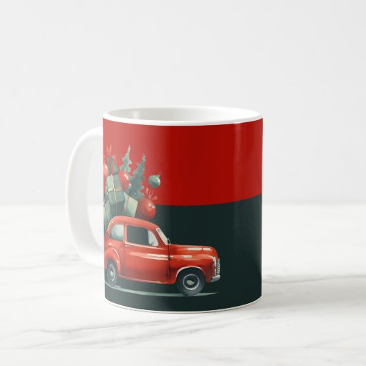 Weihnachtsreise mit Geschenken Kaffeetasse (Vorderseite Links)