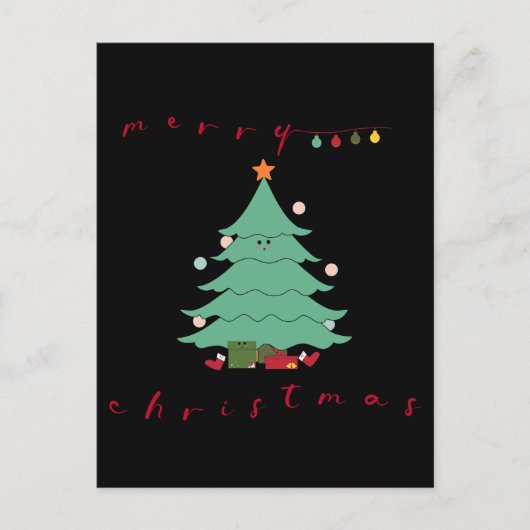 Weihnachtsreise Postkarte | Kawaii Christmas Tree (Vorderseite)