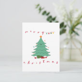 Weihnachtsreise Postkarte | Kawaii Christmas Tree (Stehend Vorderseite)