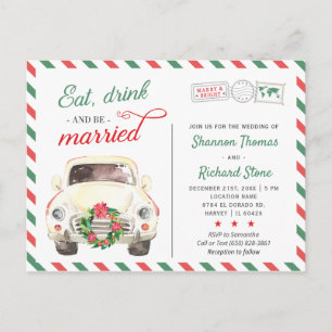 Weihnachtsreise Rote Hochzeit Einladung Postkarte