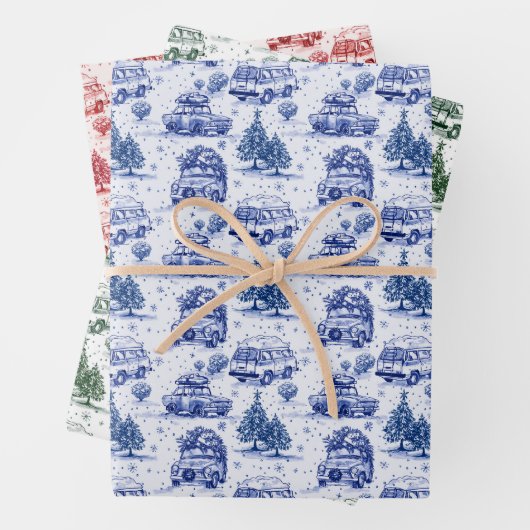 Weihnachtsreise - Weihnachtsfeiern | 3 Farben Geschenkpapier Set (Beispiel)