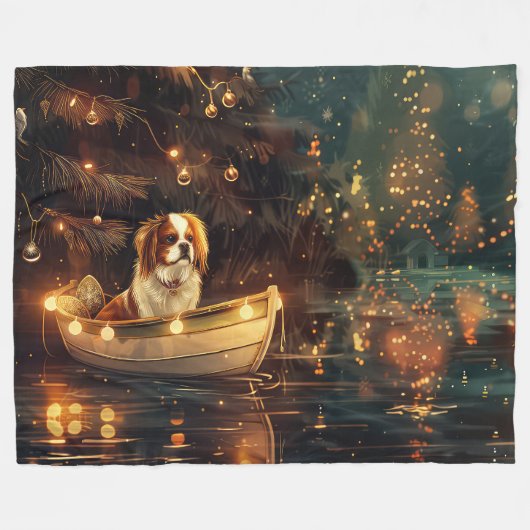 Weihnachtsreise zum Japanischen Kinn Fleecedecke (Vorderseite (Horizontal))