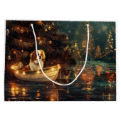 Weihnachtsreise zum Japanischen Kinn Große Geschenktüte (Rückseite)