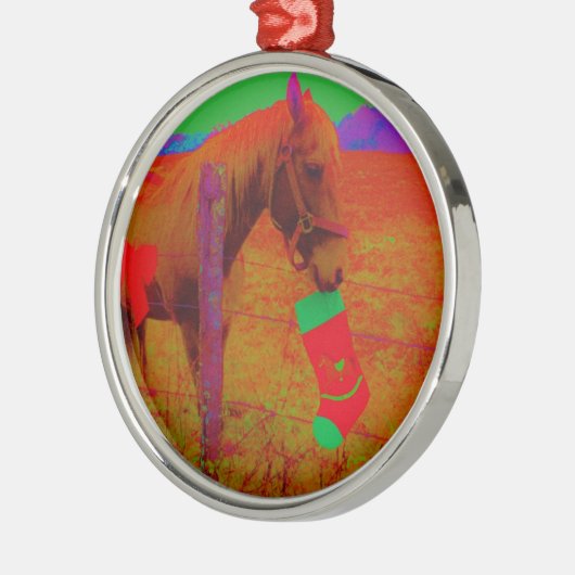 Weihnachtsreitferd Ornament Aus Metall (Links)