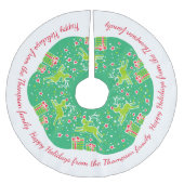 Weihnachtsren, das über Geschenkbaumrock tänzelt Polyester Weihnachtsbaumdecke (Vorderseite)