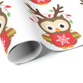 Weihnachtsren-Eule Geschenkpapier (Rolleneckpunkt)