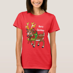 Weihnachtsren-Feiertags-Cartoon-T - Shirt