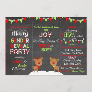 Weihnachtsren-Geschlecht decken Einladung auf