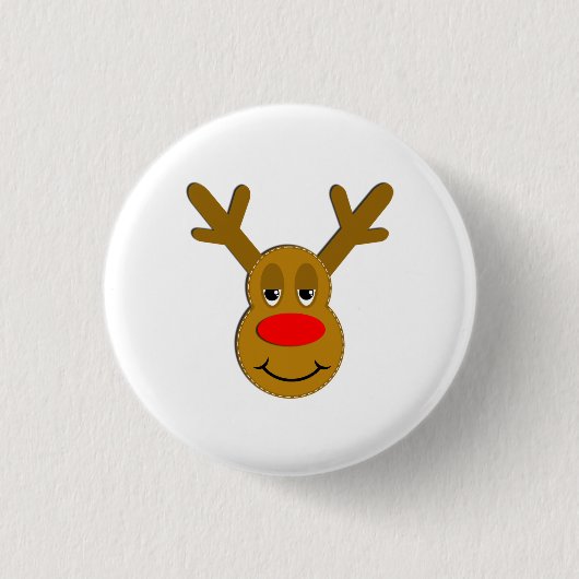 Weihnachtsren-Gesicht Button (Vorderseite)