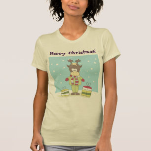 Weihnachtsren im Schnee mit Geschenken T-Shirt