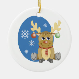 Weihnachtsren Keramikornament