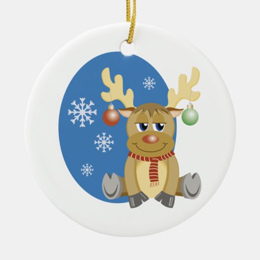 Weihnachtsren Keramikornament (Vorne)