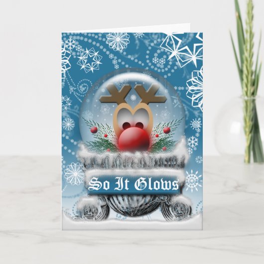 Weihnachtsren niedlicher Snowglobe freier Raum Feiertagskarte (Vorderseite)