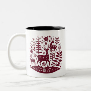 Weihnachtsren Nordische Volkskunst Skandinavisch Zweifarbige Tasse