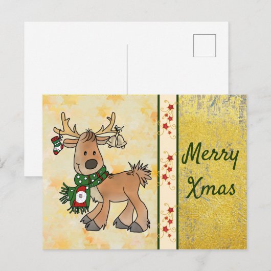 Weihnachtsren Postkarte (Vorne/Hinten)