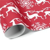 Weihnachtsren und Schneeflocke-Muster Geschenkpapier (Rolleneckpunkt)