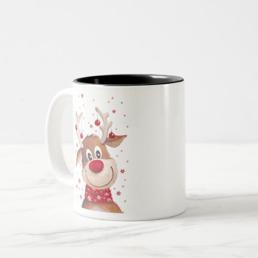 Weihnachtsren Zweifarbige Tasse (Vorderseite Links)