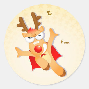 Weihnachtsrengeschenk-Umbau runder Aufkleber