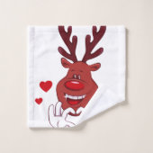 Weihnachtsrengesicht Badhandtuch Set (Waschlappen)