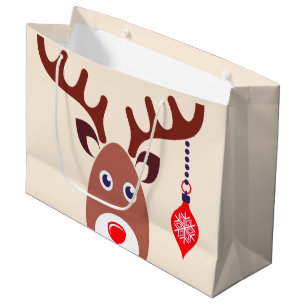 Weihnachtsrengesicht Große Geschenktüte