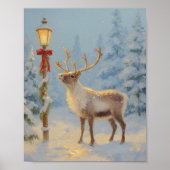 Weihnachtsrenne unter dem Lampenlicht Poster (Vorne)