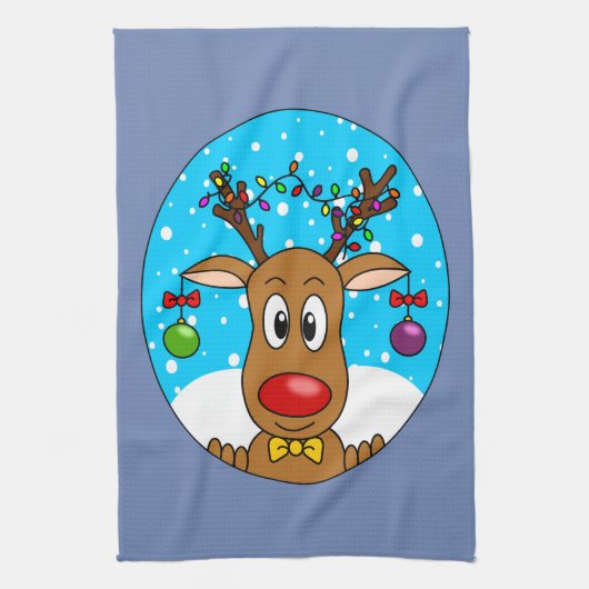 Weihnachtsrentier Geschirrtuch (Vertikal)