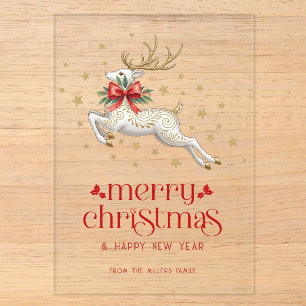 Weihnachtsrentier Gold Typografie Grußkarte Acryleinladungen