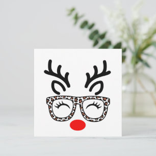 Weihnachtsrentier Leopardengläser Urlaub Feiertagskarte