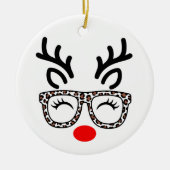 Weihnachtsrentier Leopardengläser Urlaub Keramik Ornament (Vorne)