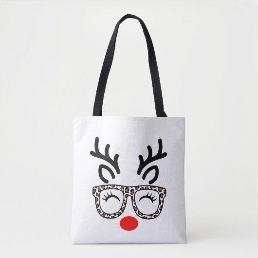 Weihnachtsrentier Leopardengläser Urlaub Tasche (Vorderseite)