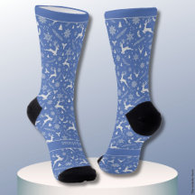 Weihnachtsrentier-Muster Blau mit Text