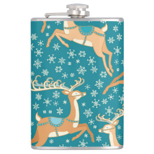 Weihnachtsrentier: Nahtloses Vintage-Muster. Flachmann