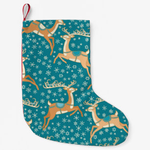 Weihnachtsrentier: Nahtloses Vintage-Muster. Kleiner Weihnachtsstrumpf