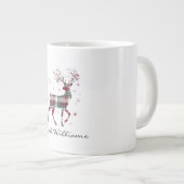 Weihnachtsrentier rotes Büffelkaromuster Jumbo-Tasse (Vorderseite Rechts)