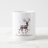 Weihnachtsrentier rotes Büffelkaromuster Jumbo-Tasse (Vorderseite)
