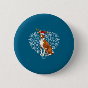 Weihnachtsrentier Santa Hut Basenji Liebhaber Xmas Button