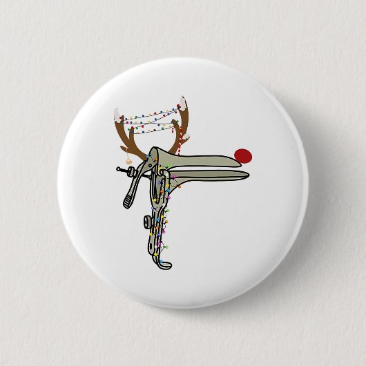 Weihnachtsrentier-Spekulum-Krankenschwester Frauen Button (Vorderseite)