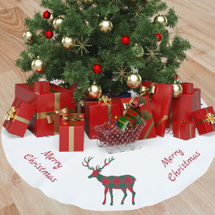 Weihnachtsrentier-Tartan kariert rot grün Polyester Weihnachtsbaumdecke