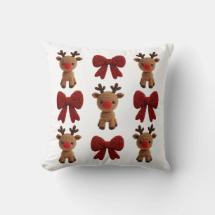 Weihnachtsrentier und Schleifen Coquette Garn Kissen