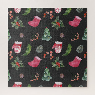 Weihnachtsrentier: Wasserfarbene nahtlose Muster Puzzle