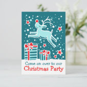 Weihnachtsrentiere Aqua aquamarin Einladung (Stehend Vorderseite)