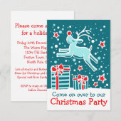 Weihnachtsrentiere Aqua aquamarin Einladung (Vorne/Hinten)