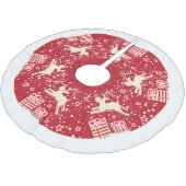 Weihnachtsrentiere, die über den Gaben-Baum-Rock r Polyester Weihnachtsbaumdecke (Schrägansicht)