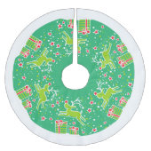 Weihnachtsrentiere, die über den Gaben-Baum-Rock r Polyester Weihnachtsbaumdecke (Vorderseite)