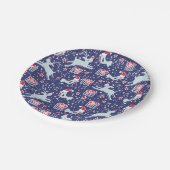 Weihnachtsrentiere gemusterte Teller (Schrägansicht)